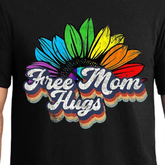 Free Mom Hugs Lgbt Gift Flower Rainbow Lgbt Pride Month Cute Gift Pajama Set