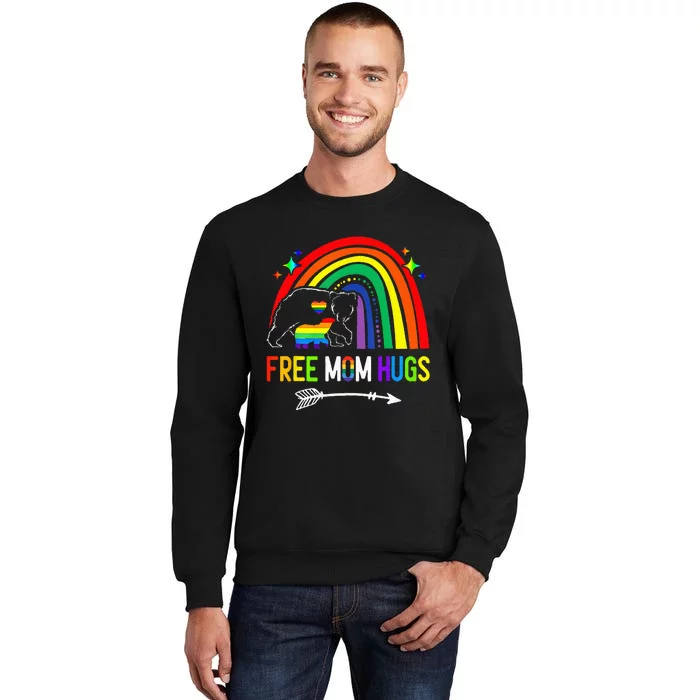 Free Mom Hugs Pride LGBTQ Gay Rainbow Flag Mama Bear Tall Sweatshirt