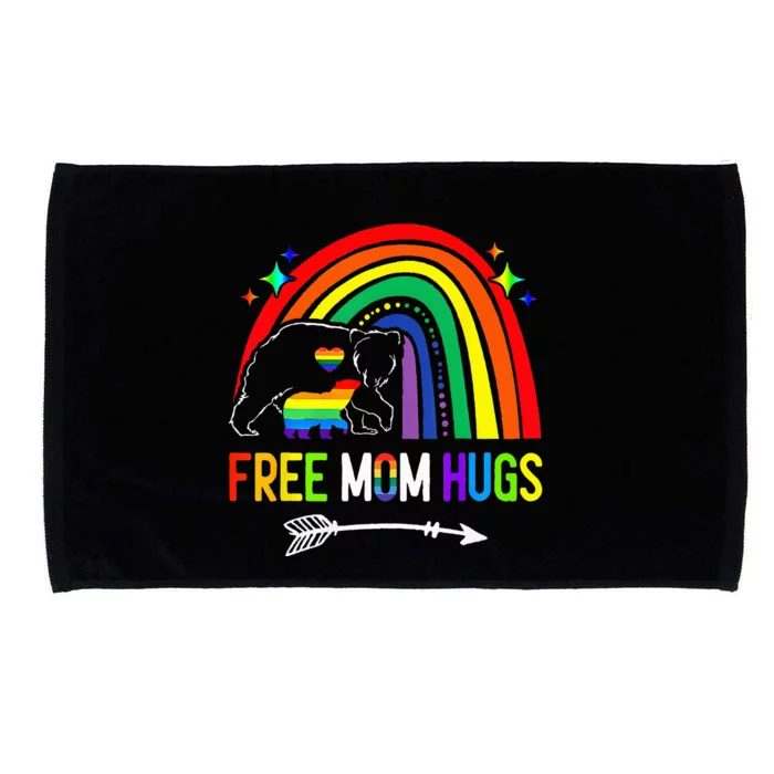 Free Mom Hugs Pride LGBTQ Gay Rainbow Flag Mama Bear Microfiber Hand Towel