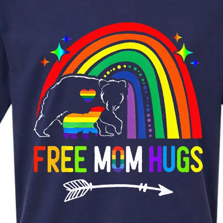 Free Mom Hugs Pride LGBTQ Gay Rainbow Flag Mama Bear Sueded Cloud Jersey T-Shirt