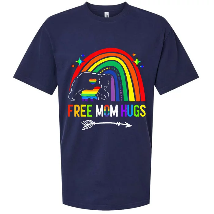 Free Mom Hugs Pride LGBTQ Gay Rainbow Flag Mama Bear Sueded Cloud Jersey T-Shirt