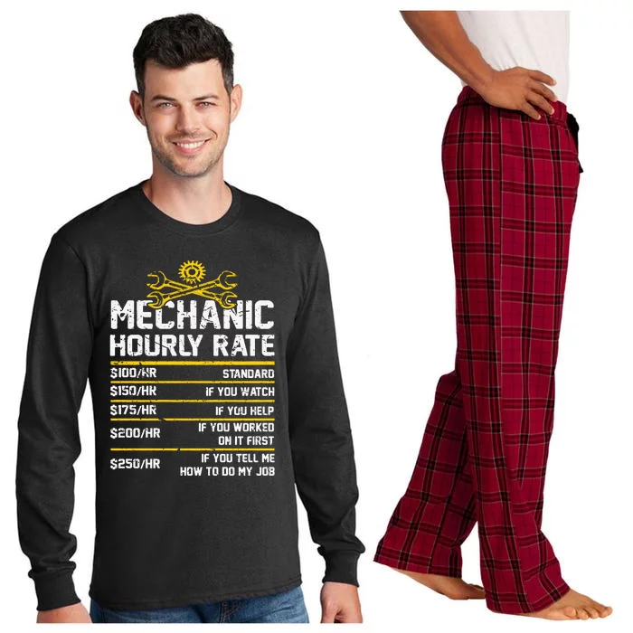 Funny Mechanic Hourly Rate Long Sleeve Pajama Set