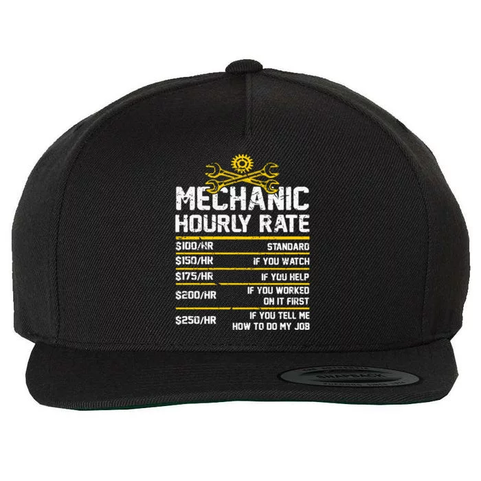 Funny Mechanic Hourly Rate Wool Snapback Cap