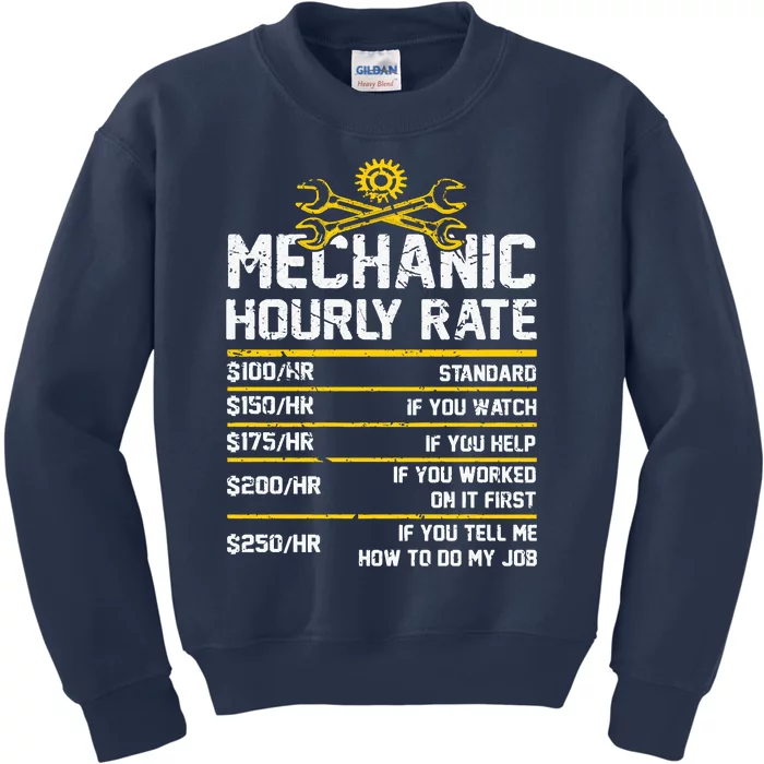 Funny Mechanic Hourly Rate Kids Sweatshirt