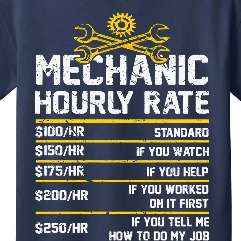 Funny Mechanic Hourly Rate Kids T-Shirt