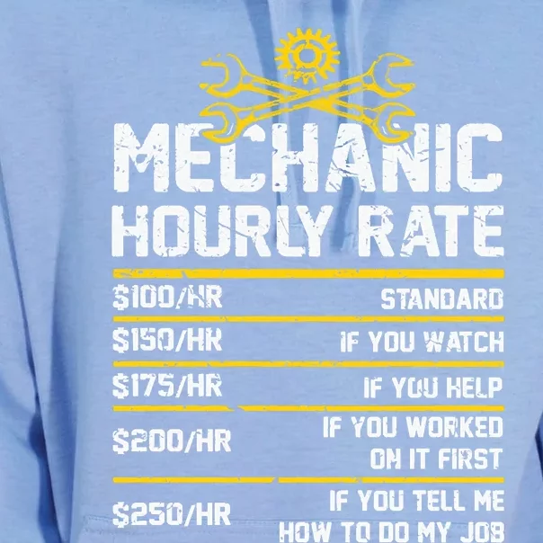 Funny Mechanic Hourly Rate Unisex Surf Hoodie