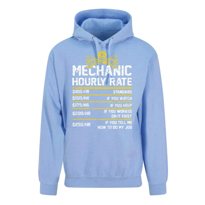 Funny Mechanic Hourly Rate Unisex Surf Hoodie