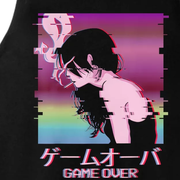 Japanese Vaporwave Sad Anime Girl Game Over Indie Aesthetic Ladies Tri-Blend Wicking Tank