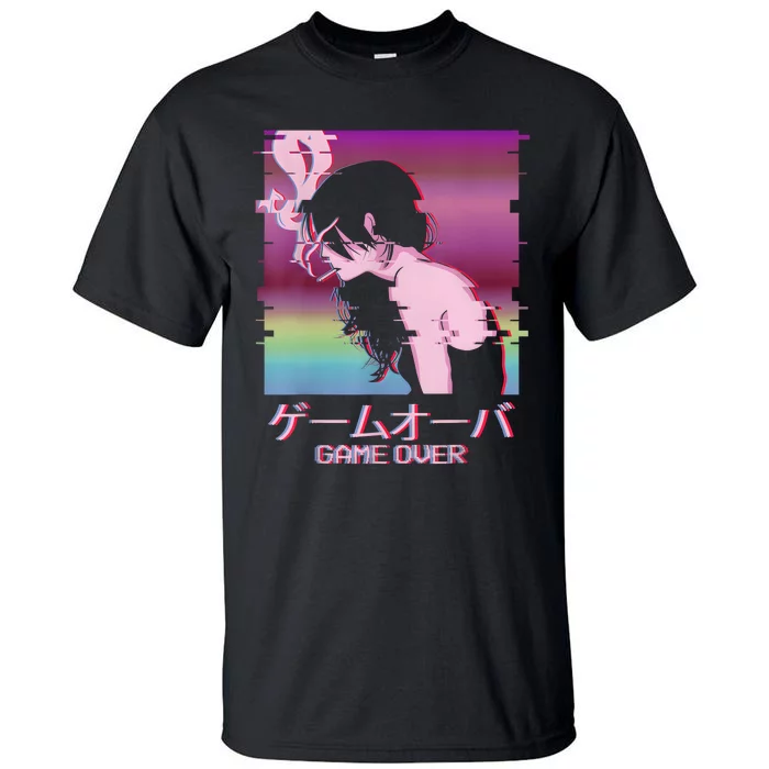 Japanese Vaporwave Sad Anime Girl Game Over Indie Aesthetic Tall T-Shirt