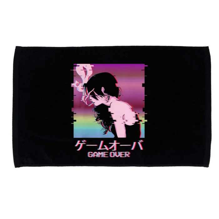 Japanese Vaporwave Sad Anime Girl Game Over Indie Aesthetic Microfiber Hand Towel