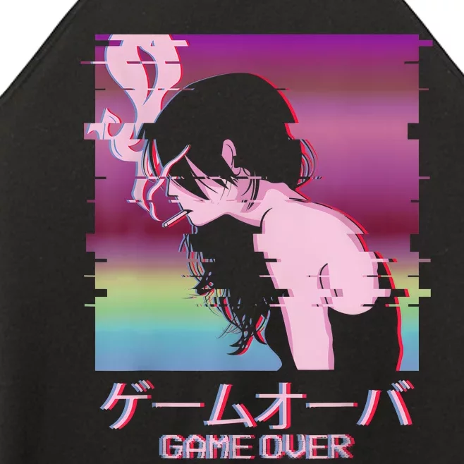 Japanese Vaporwave Sad Anime Girl Game Over Indie Aesthetic Women’s Perfect Tri Rocker Tank