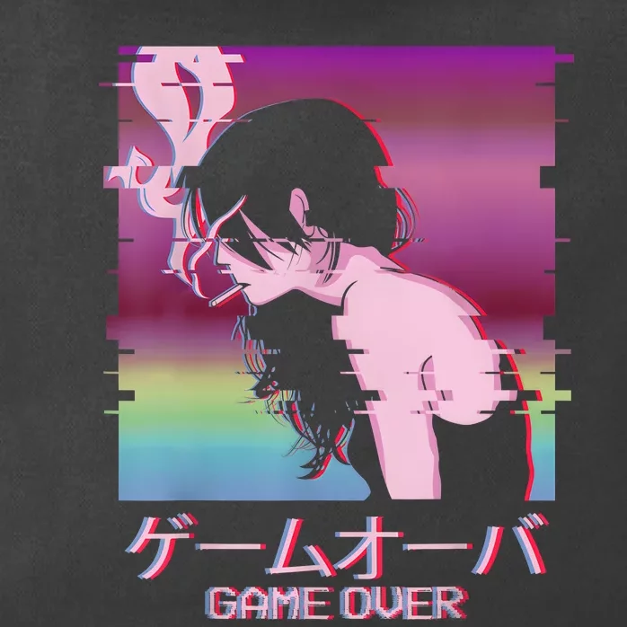 Japanese Vaporwave Sad Anime Girl Game Over Indie Aesthetic Zip Tote Bag