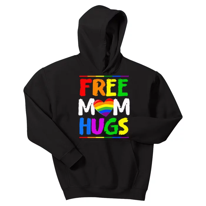 Free Mom Hugs LGBT LGBTQ Pride Month Rainbow Mom Support Kids Hoodie