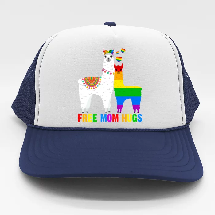 Free Mom Hugs Rainbow Heart Mama Llama Lgbt Pride Month Gift Trucker Hat