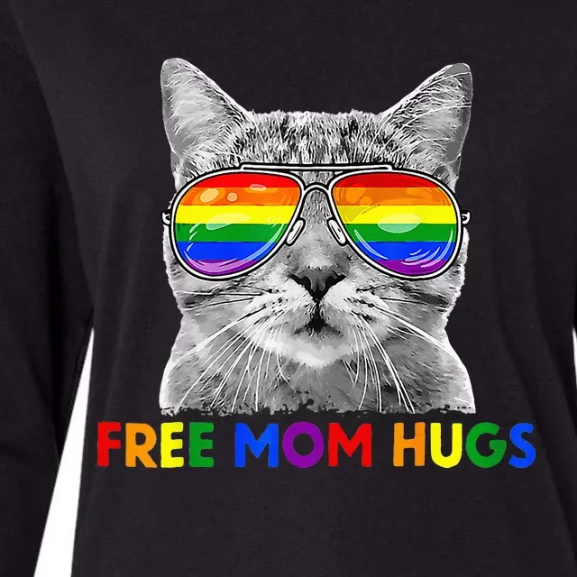 Free Mom Hugs Purride Proud Ally Cat Rainbow Flag LGBT Pride Womens Cotton Relaxed Long Sleeve T-Shirt