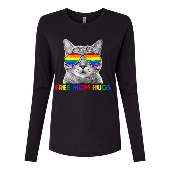 Free Mom Hugs Purride Proud Ally Cat Rainbow Flag LGBT Pride Womens Cotton Relaxed Long Sleeve T-Shirt