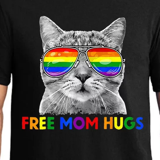 Free Mom Hugs Purride Proud Ally Cat Rainbow Flag LGBT Pride Pajama Set