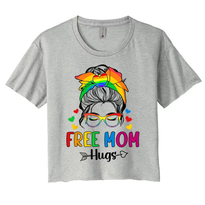 Free Mom Hugs Pride Month Women's Crop Top Tee