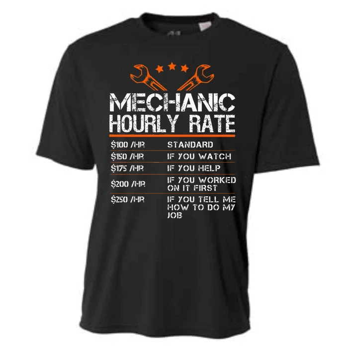 Funny Mechanic Hourly Rate Auto Repair Mechanic Cooling Performance Crew T-Shirt