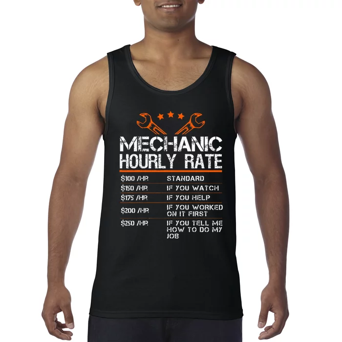 Funny Mechanic Hourly Rate Auto Repair Mechanic Tank Top