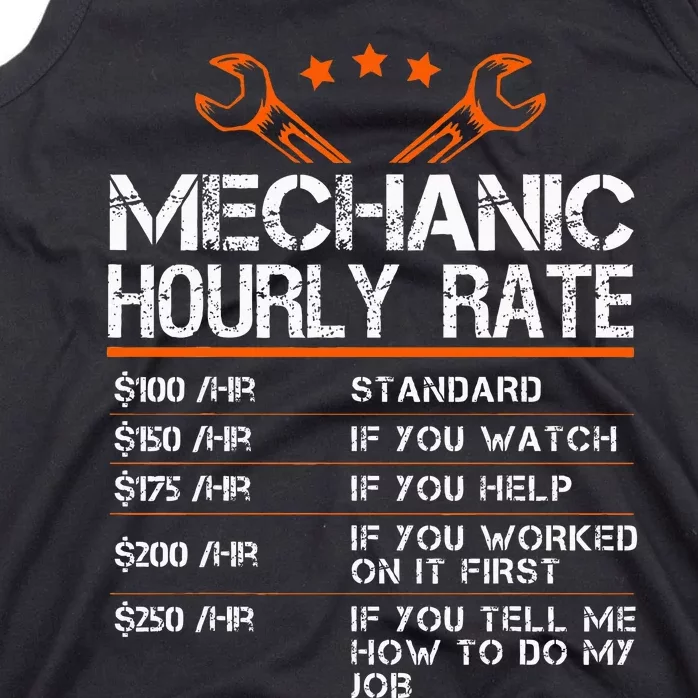 Funny Mechanic Hourly Rate Auto Repair Mechanic Tank Top