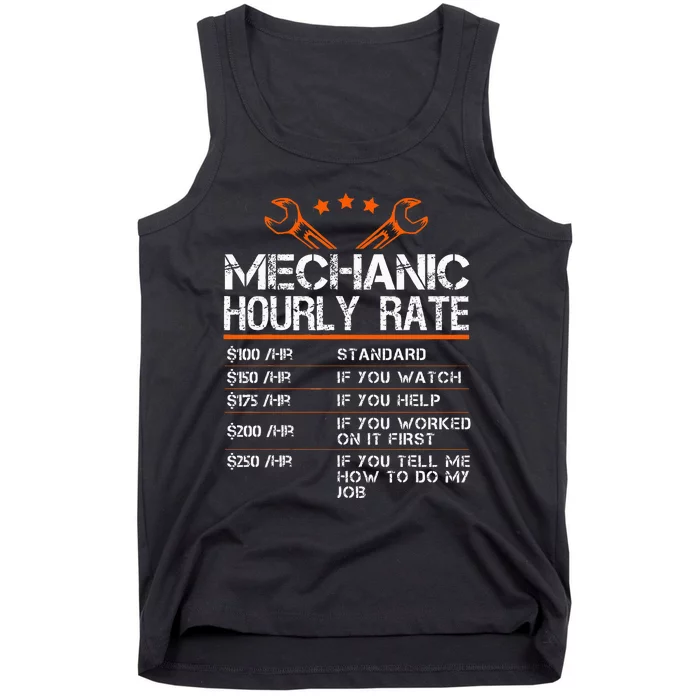 Funny Mechanic Hourly Rate Auto Repair Mechanic Tank Top