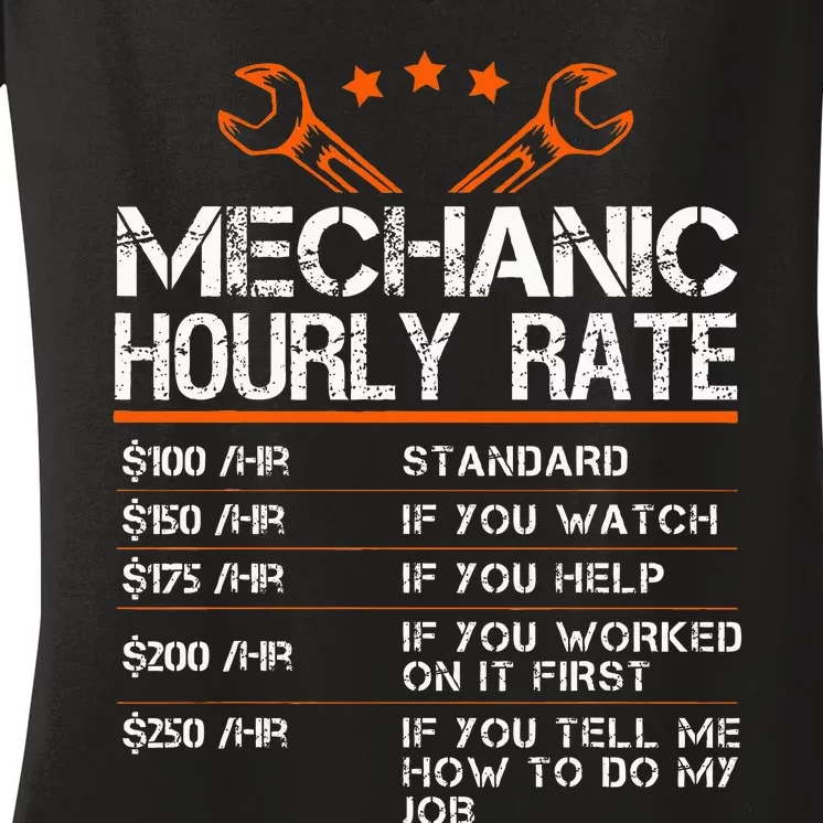 Funny Mechanic Hourly Rate Auto Repair Mechanic Women's V-Neck T-Shirt