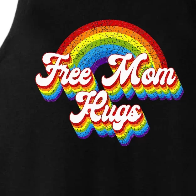 Free Mom Hugs Rainbow Retro LGBT Flag LGBT Pride Month Ladies Tri-Blend Wicking Tank