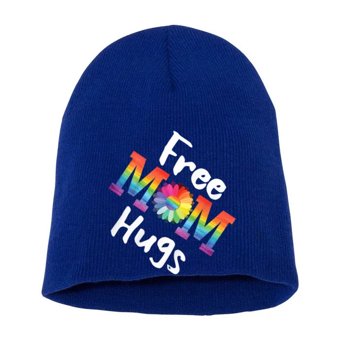 Free Mom Hugs Tee Lgbt Pride Parades Daisy Flower Gift Short Acrylic Beanie