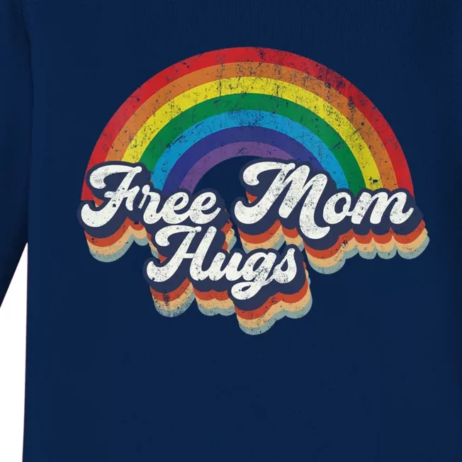 Free Mom Hugs Gift Rainbow Heart Lgbt Pride Month Gift Baby Long Sleeve Bodysuit