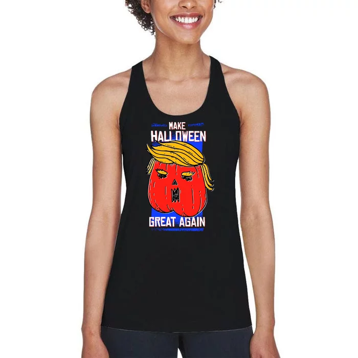 Funny Make Halloween Great Again Trump Pumpkin Women's Racerback Tank