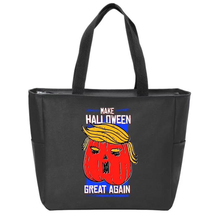 Funny Make Halloween Great Again Trump Pumpkin Zip Tote Bag