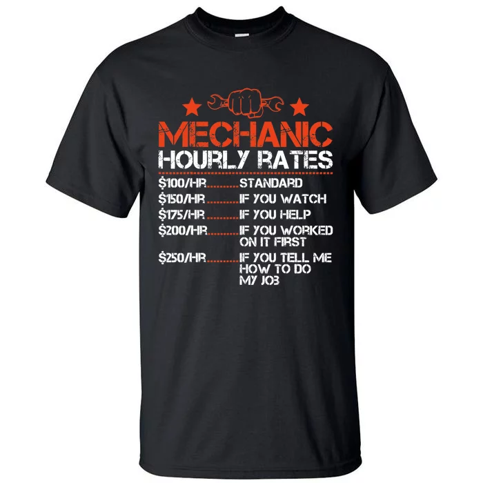 Funny Mechanic Hourly Rate Labor Rates Costume Tall T-Shirt