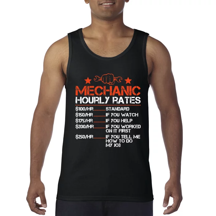 Funny Mechanic Hourly Rate Labor Rates Costume Tank Top