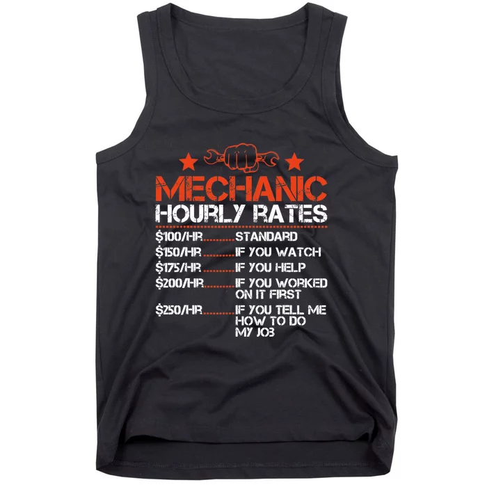 Funny Mechanic Hourly Rate Labor Rates Costume Tank Top