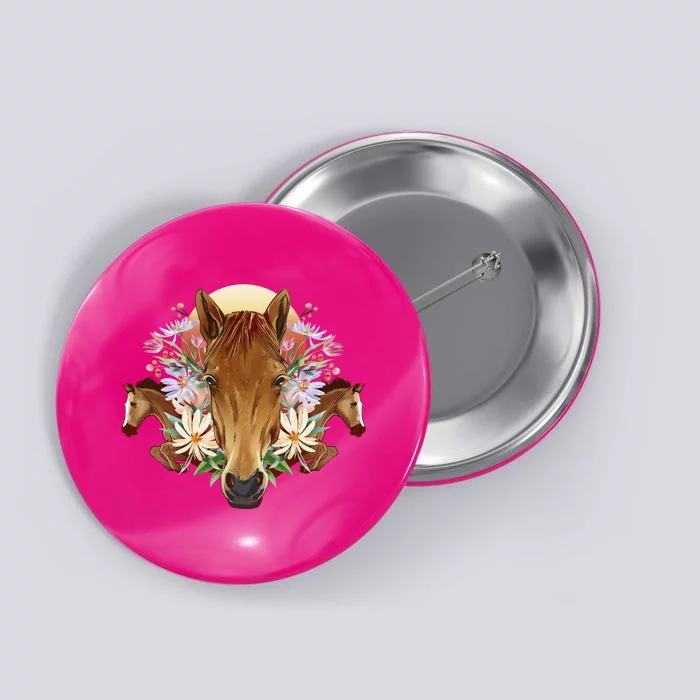 Floral Multi Horse Button