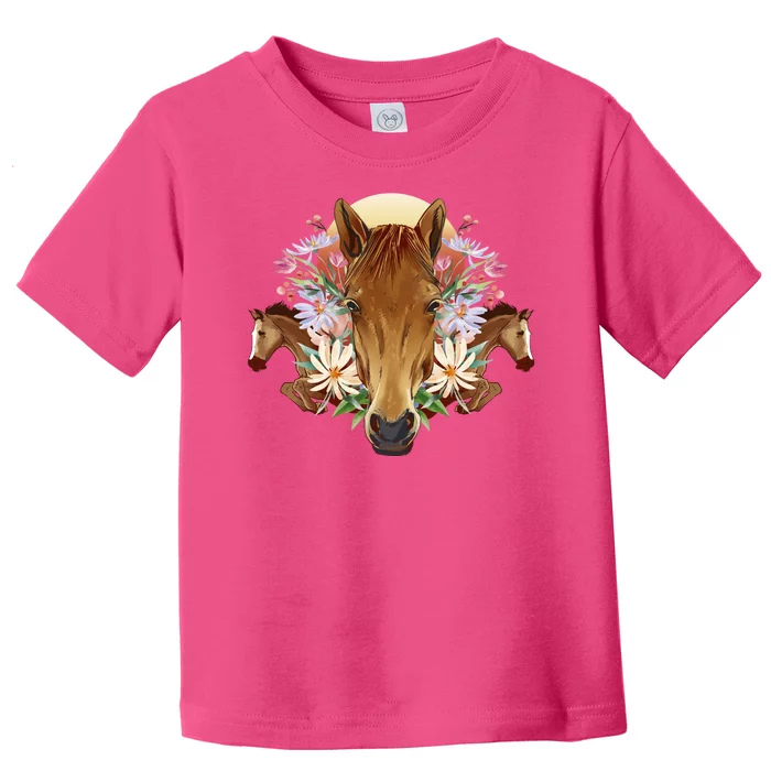 Floral Multi Horse Toddler T-Shirt