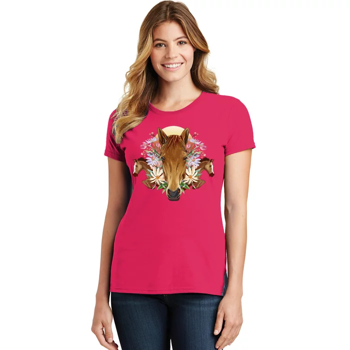 Floral Multi Horse Women's T-Shirt