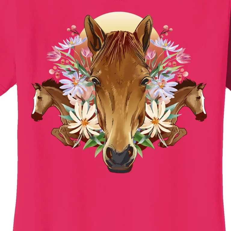 Floral Multi Horse Women's T-Shirt