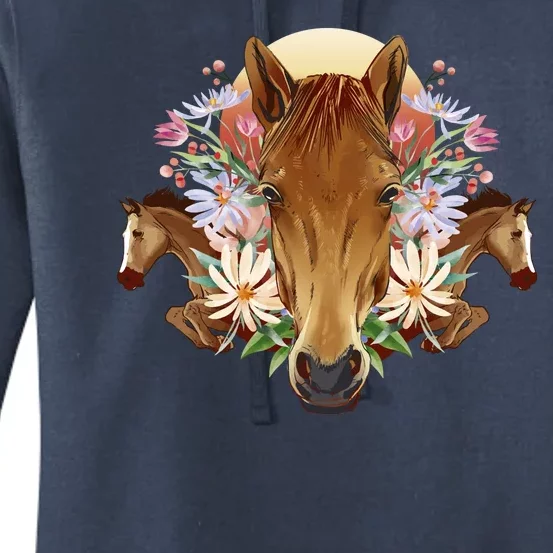 Floral Multi Horse Women's Pullover Hoodie