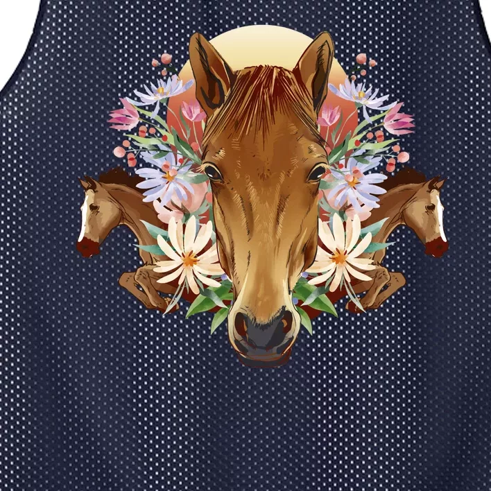 Floral Multi Horse Mesh Reversible Basketball Jersey Tank