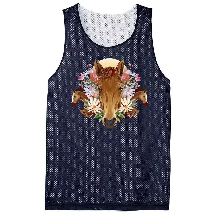 Floral Multi Horse Mesh Reversible Basketball Jersey Tank