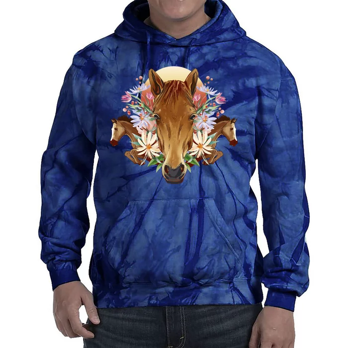 Floral Multi Horse Tie Dye Hoodie