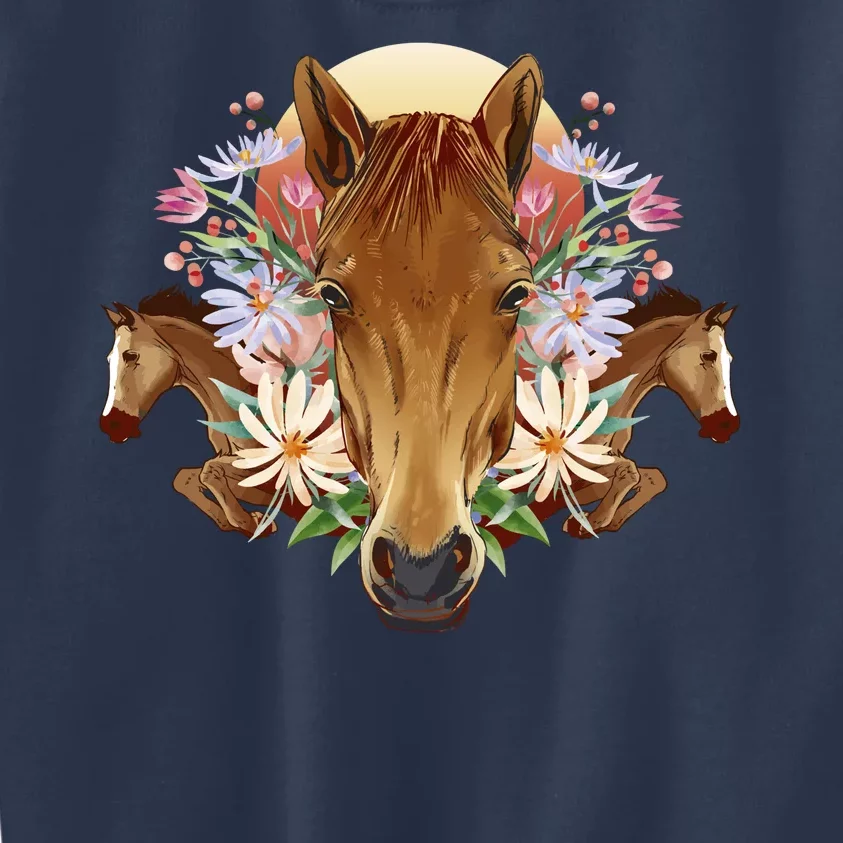 Floral Multi Horse Kids Sweatshirt