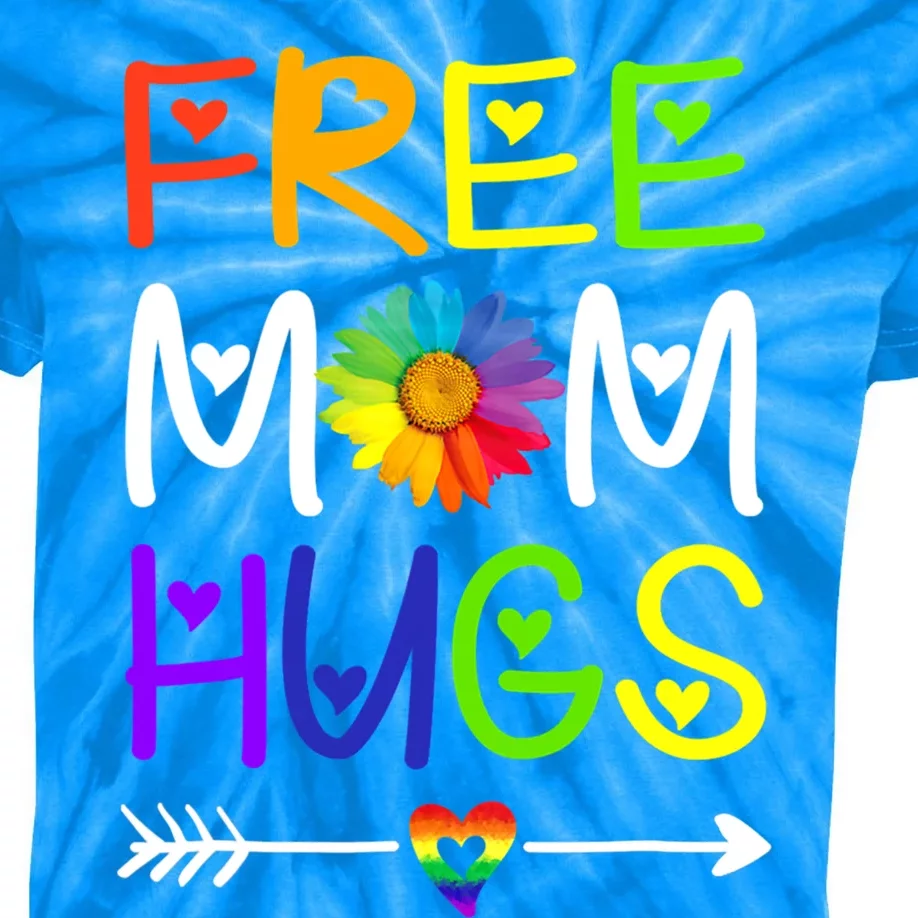 Free Mom Hugs Daisy Rainbow Heart Lgbt Pride Month Cute Gift Kids Tie-Dye T-Shirt