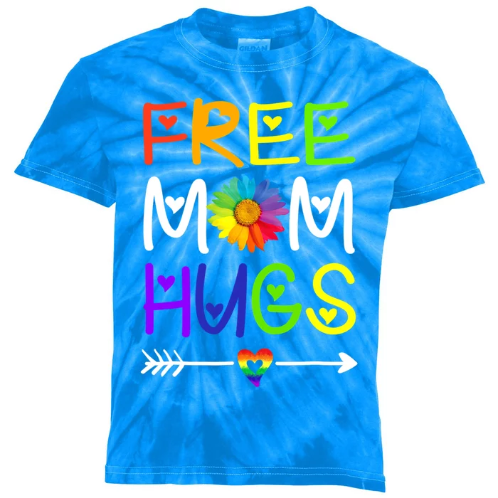 Free Mom Hugs Daisy Rainbow Heart Lgbt Pride Month Cute Gift Kids Tie-Dye T-Shirt