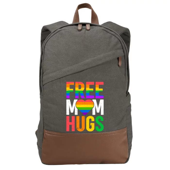 Free Mom Hugs Rainbow Heart Lgbt Flag Lgbt Pride Month Gift Cotton Canvas Backpack