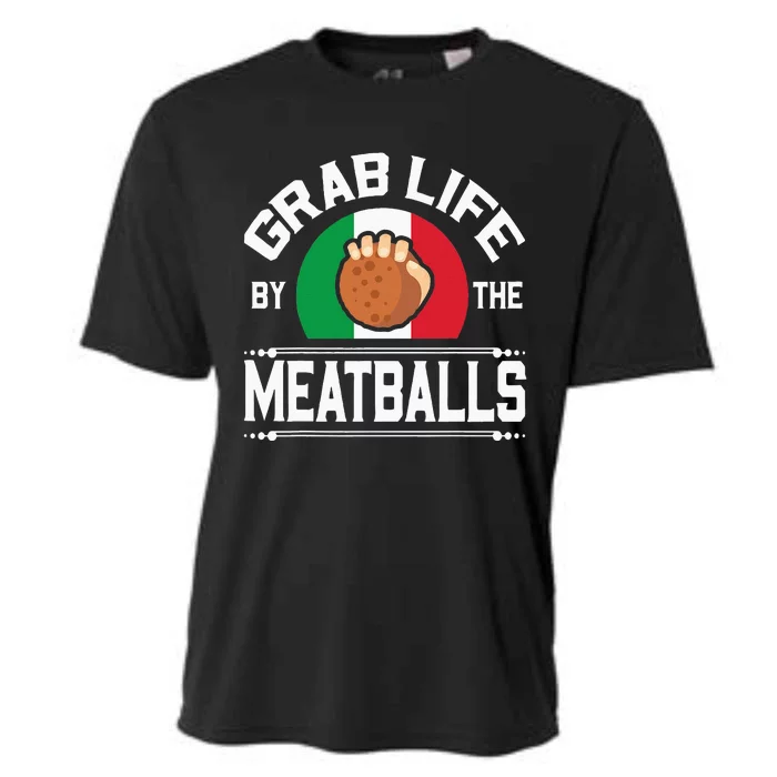 Funny Meatball Italian Food Italy Flag Cooling Performance Crew T-Shirt