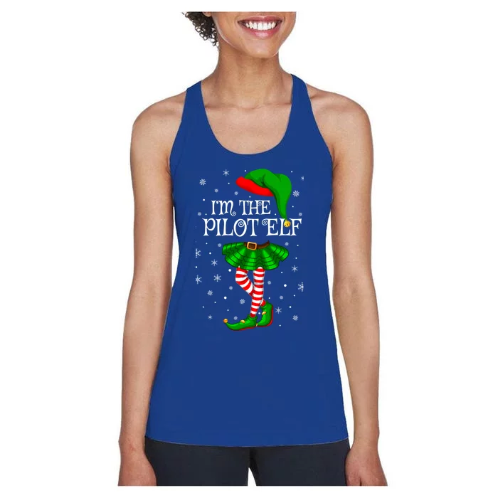 Family Matching Im The Pilot Elf Christmas Gift Women's Racerback Tank