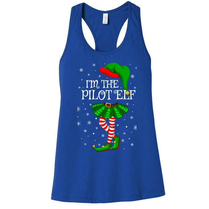 Family Matching Im The Pilot Elf Christmas Gift Women's Racerback Tank